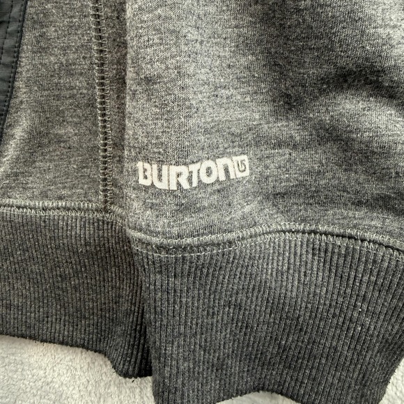 Burton Hoodie Mens Medium Gray Dryride Fleece Pullover Zipper Pocket Lined - Picture 4 of 14